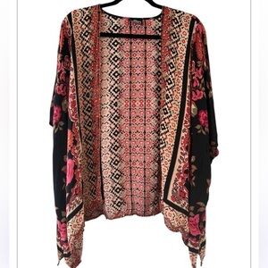 Boho Angie Printed Open Front Kimono Cardigan Shrug